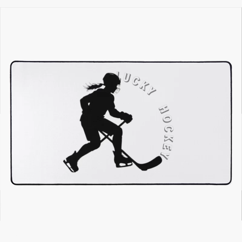 Female Hockey Player Silhouette in Action Desk Mat