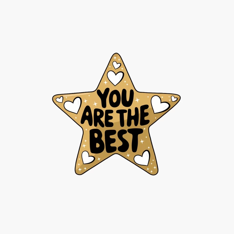 Golden Star with Motivational Message and Hearts Cotton Tote Bag