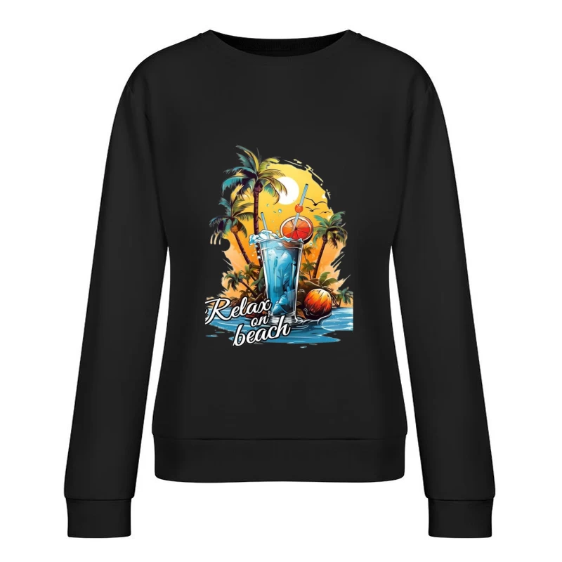 Beach Relaxation Cocktail Female Pullover Sweatshirt