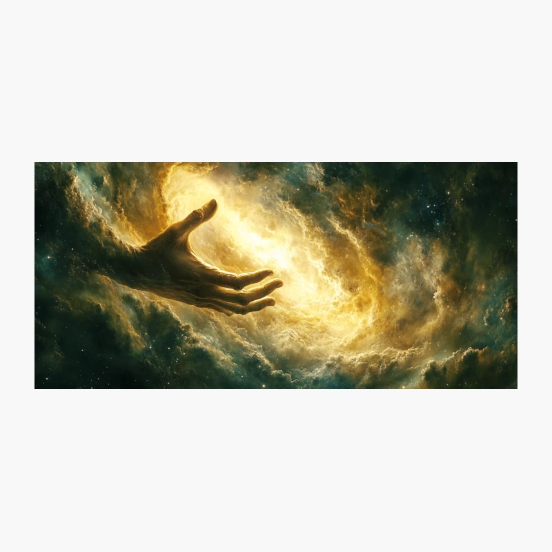 Divine Hand Reaching into Cosmic Galaxy Coffee Mug