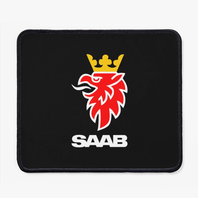 Saab Automotive Red Griffin Logo with Crown Mouse Pad