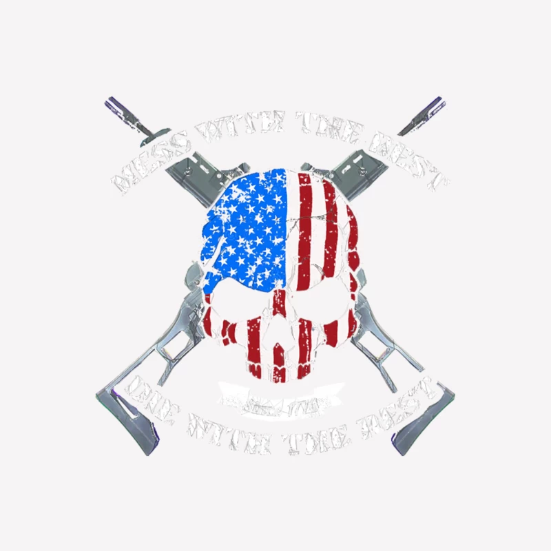 Patriotic American Military Emblem with Skull and Crossed Rifles Male T-Shirt