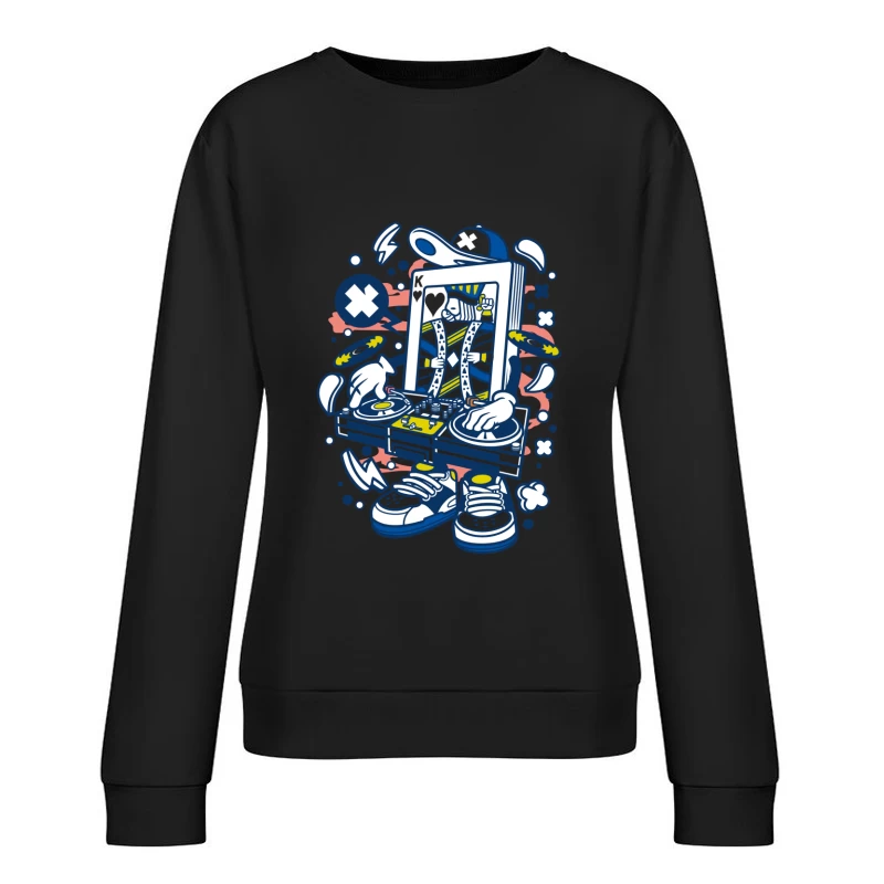 DJ Carte Roi de Coeur Femme Sweat-shirt à enfiler