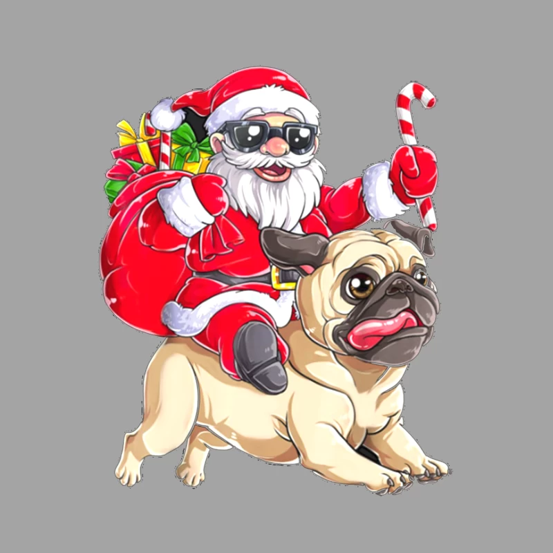 Père Noël branché sur un carlin Femme T-Shirt