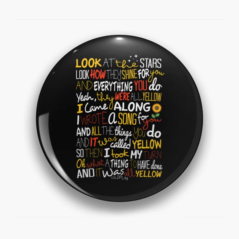 Colplay Lyrics Art Pin