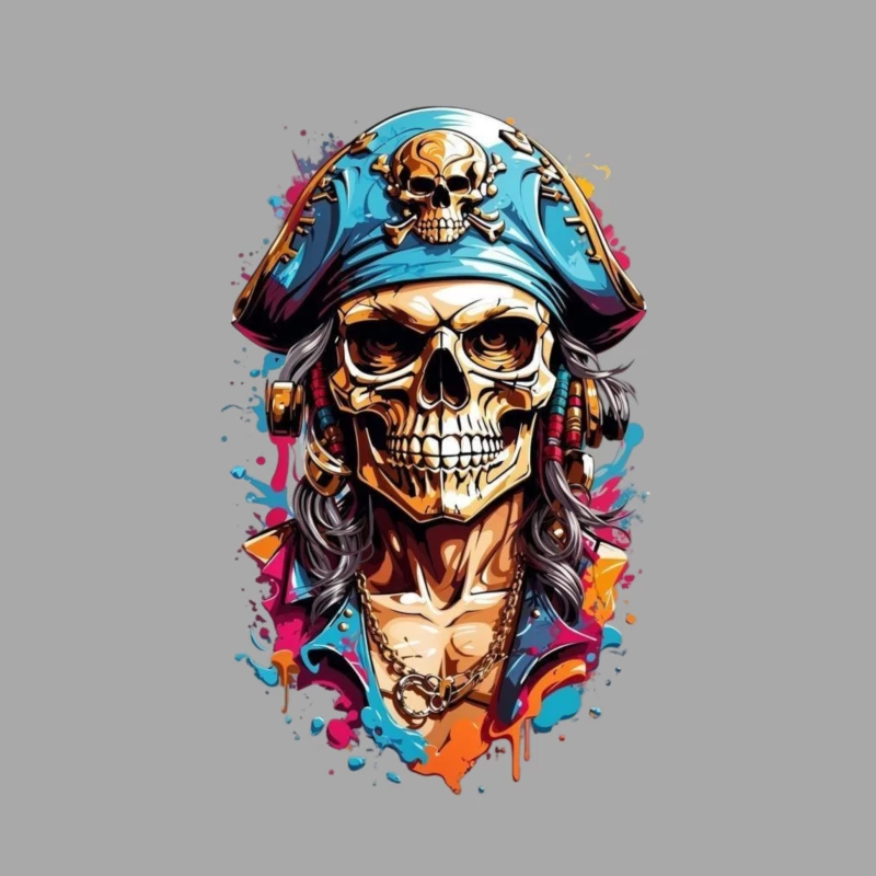 Stylized Pirate Skull Art Male Pullover Hoodie