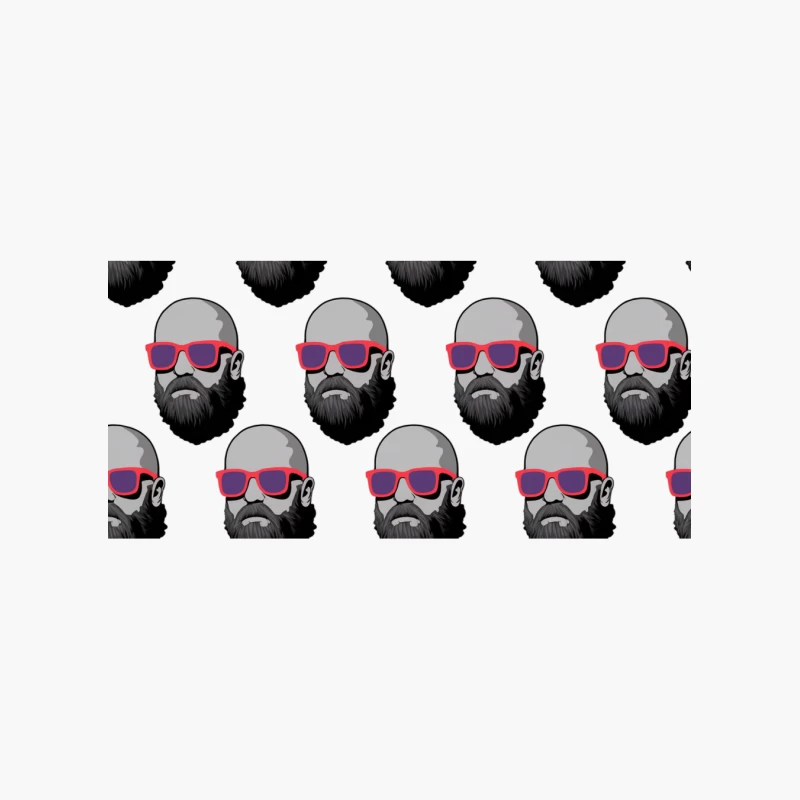 Repetitive Pattern of Bald Bearded Men in Pink Sunglasses Cotton Tote Bag