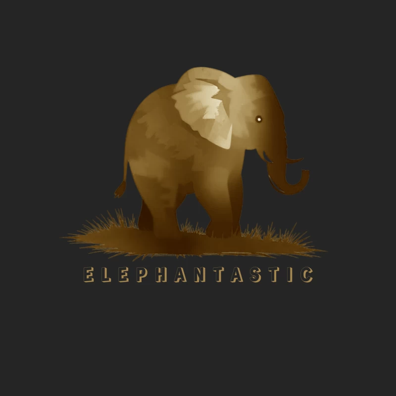 Elephantastic - Vintage Elephant Silhouette Illustration with Typography Male Pullover Sweatshirt