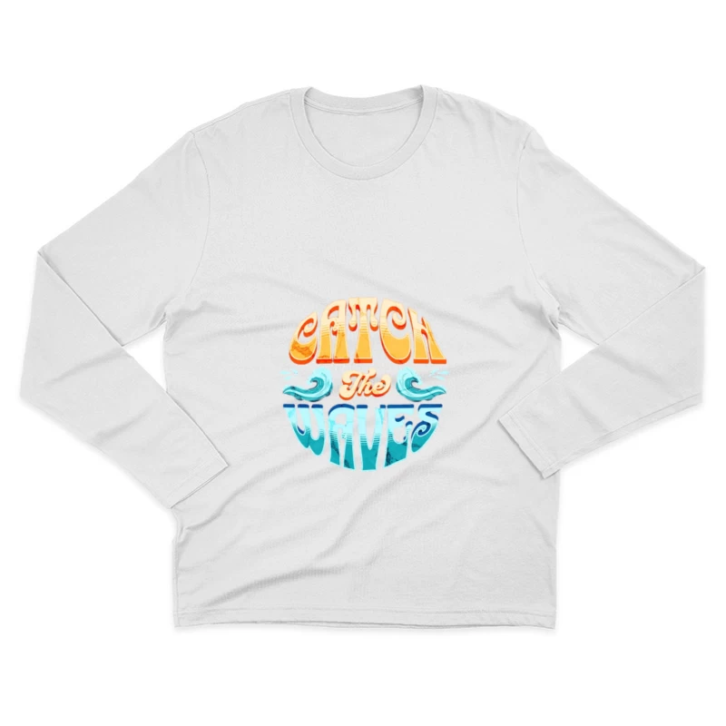 Attrape les Vagues - Surf, Rétro, Design Graphique Homme Manches Longues T-Shirt