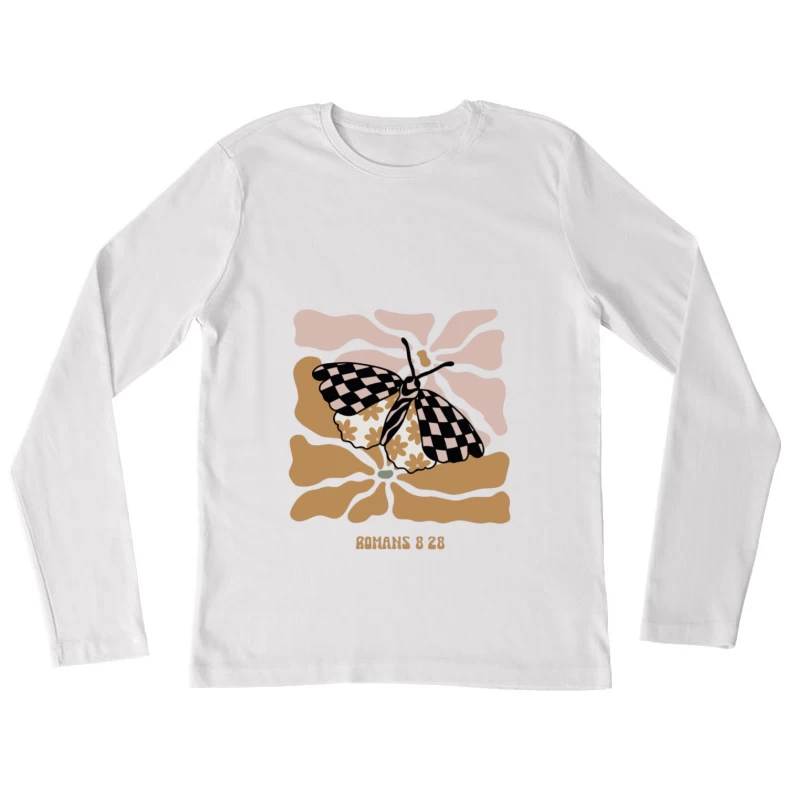 Motif de papillon avec fleurs Femme Manches Longues T-Shirt