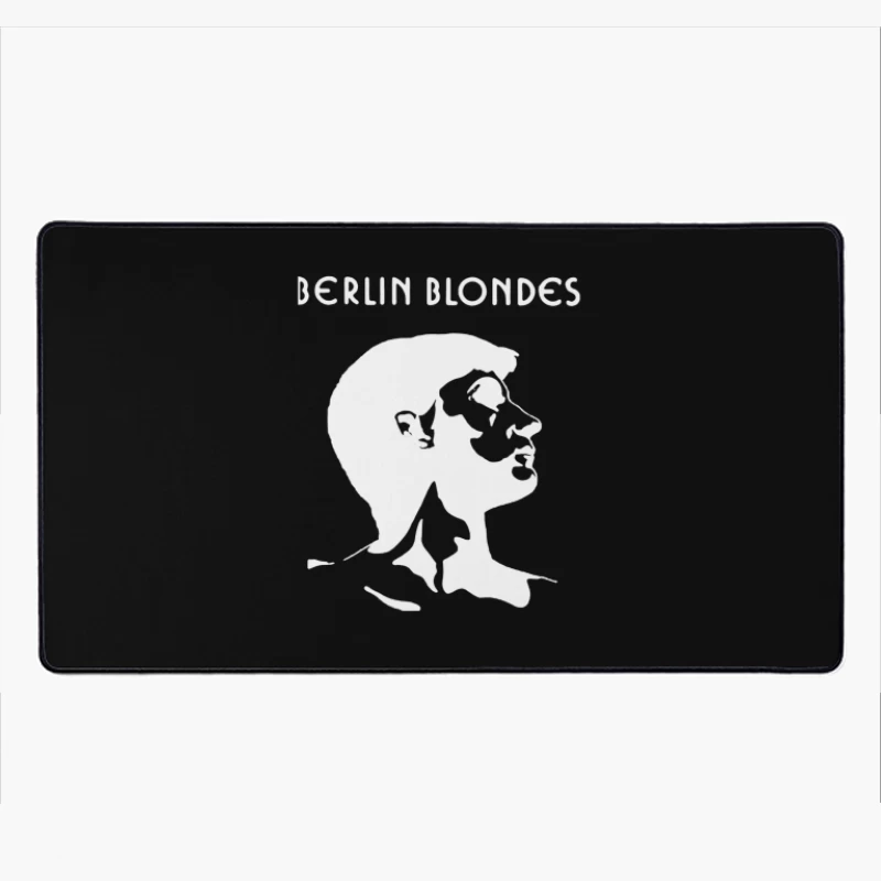 Minimalist Line Art Profile with Berlin Blondes Text Desk Mat