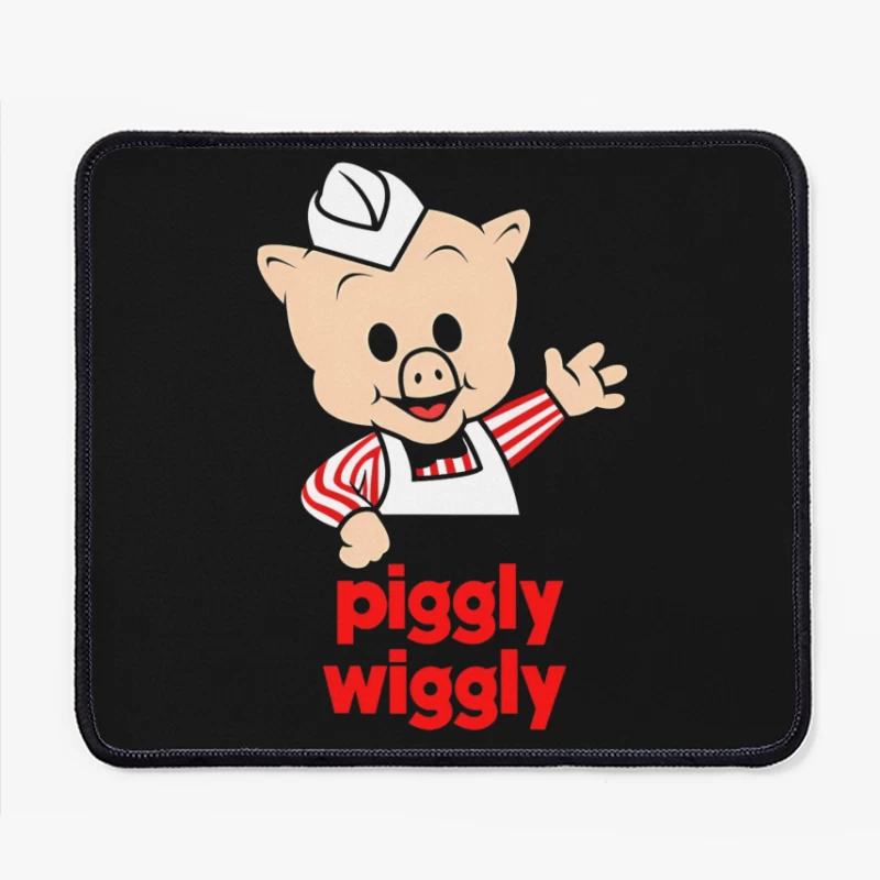 Piggly Wiggly Grocery Store Cartoon Pig Mascot Logo Mouse Pad