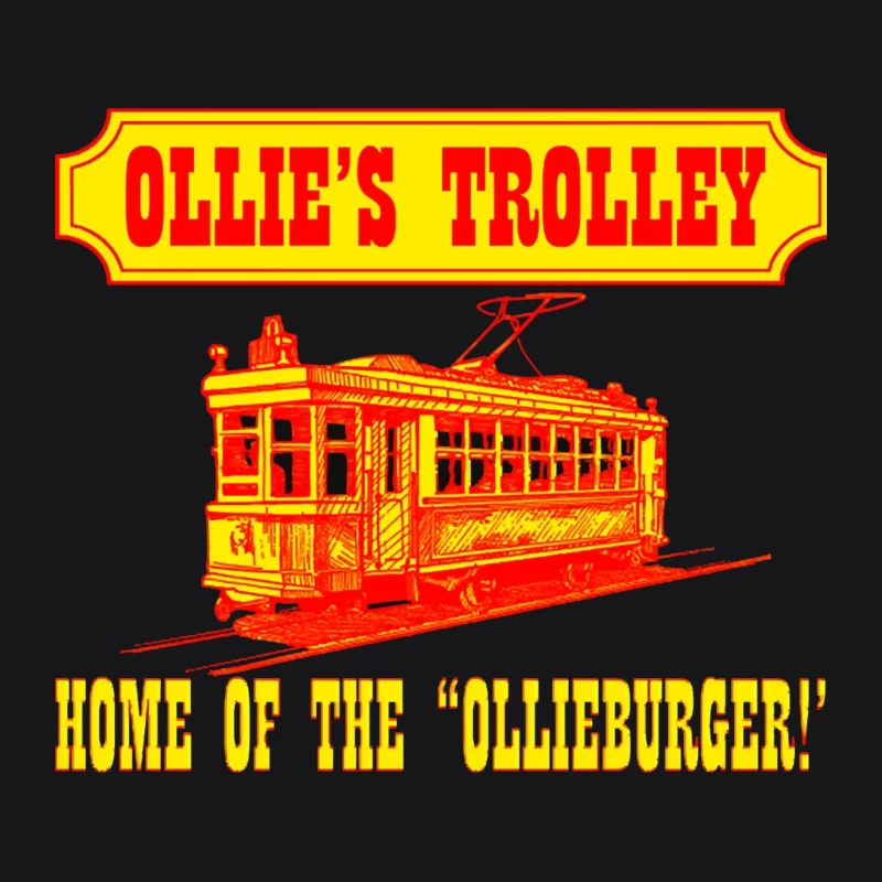 Vintage Ollie's Trolley Restaurant Logo with Classic Streetcar Design Female Pullover Hoodie