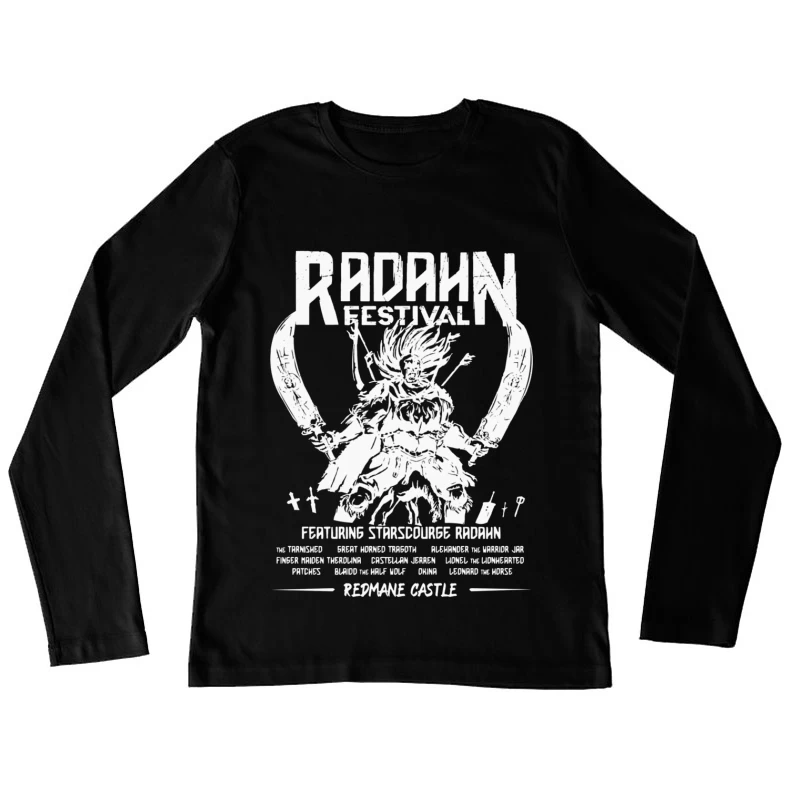 Black and White Manga-Style Festival Poster for Radahn Event Female Long Sleeve T-Shirt