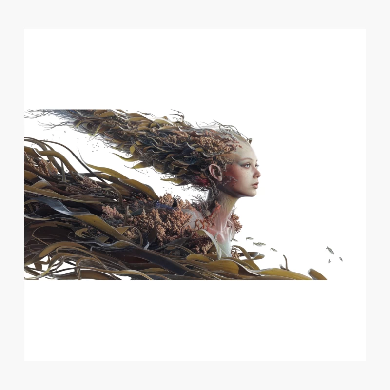 Ethereal Nature Spirit: A Surreal Fantasy Portrait Throw Pillow