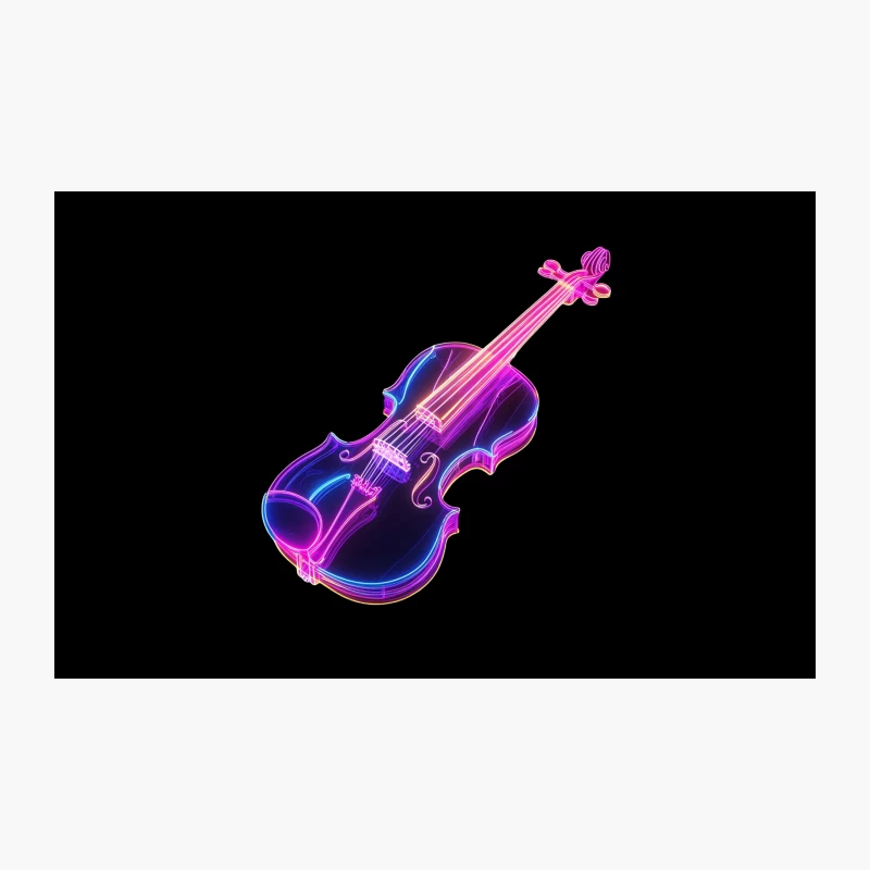 Neon Electric Violin: Artistic Abstract Glowing Musical Instrument Travel Mug