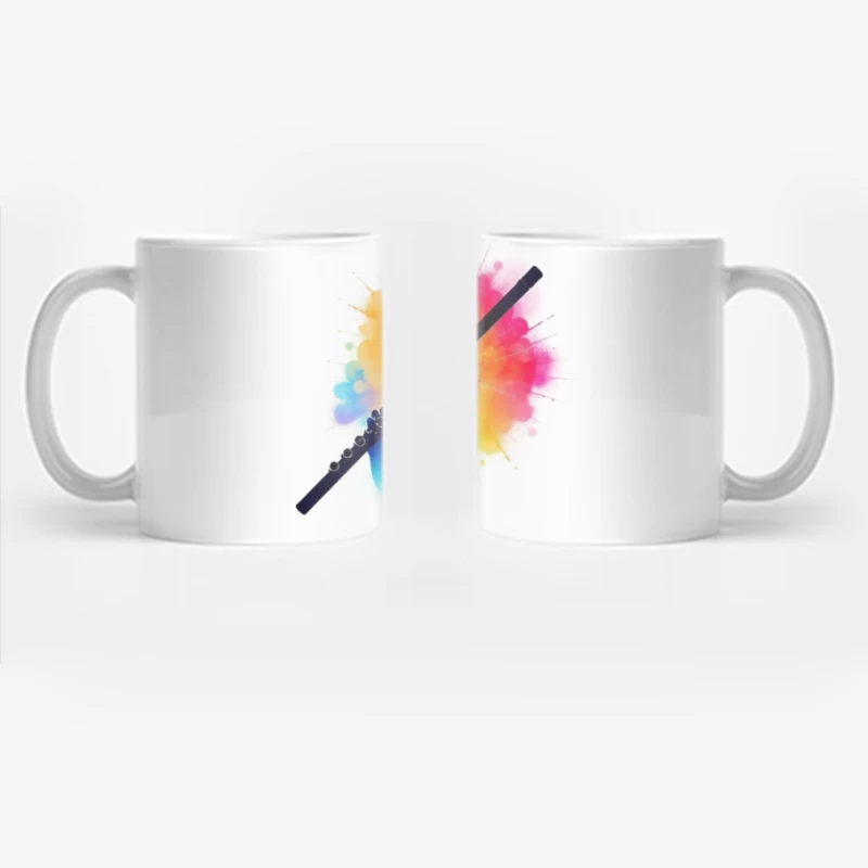 Rainbow Flute with Colorful Watercolor Splash Effect Coffee Mug