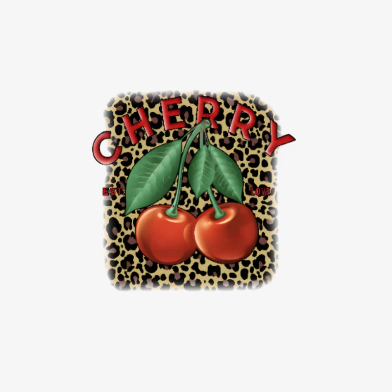 Design de cerises avec motif léopard Homme Manches Longues T-Shirt