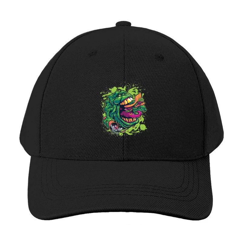 Colorful Monster Eating Food Illustration Baseball Cap