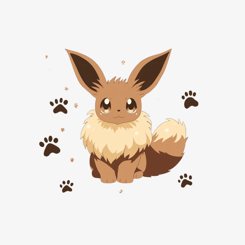 Adorable Eevee Pokemon with Paw Prints Female Pullover Sweatshirt