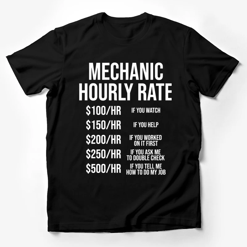 Mechanic's Humorous Progressive Hourly Rate Chart Male T-Shirt