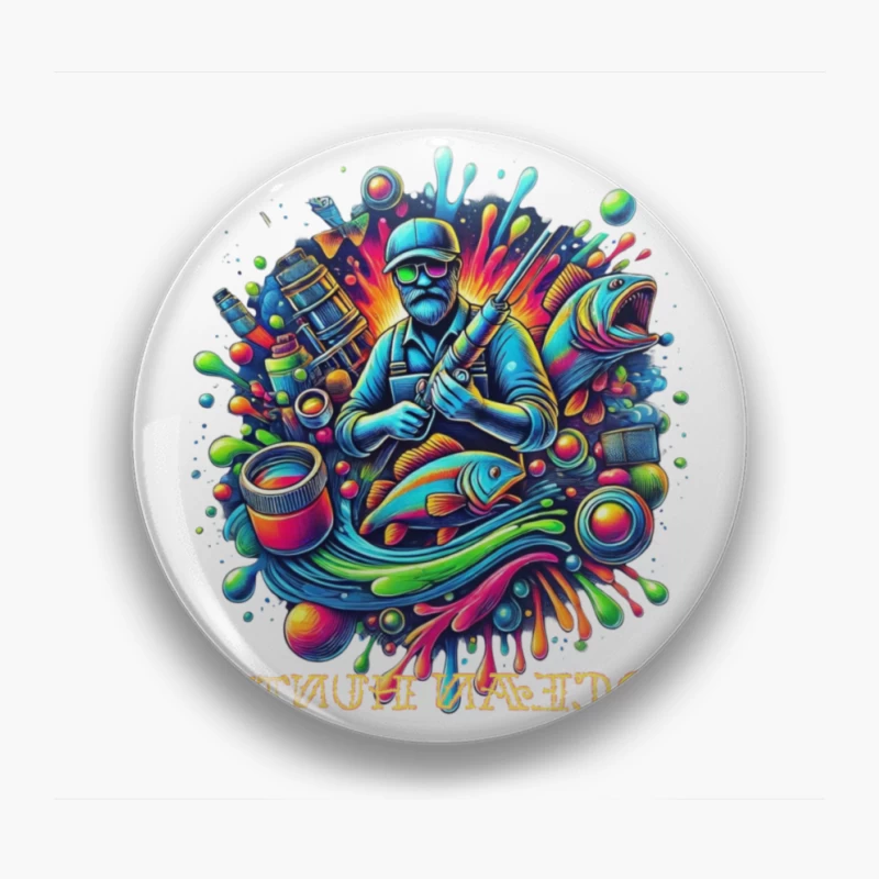 Psychedelic Fishing Adventure Art Pin