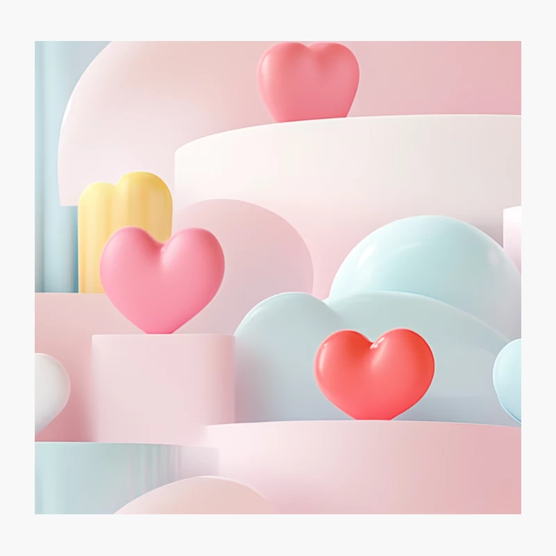 Dreamy Pastel Abstract with Hearts and Geometric Shapes Throw Pillow