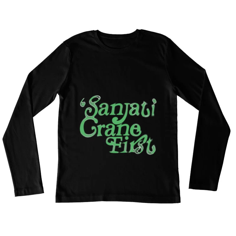 Sanjati Crane Schriftzug Damen Langarm T-Shirt