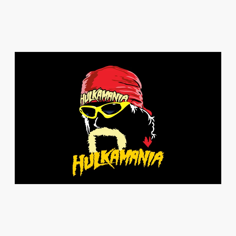 Hulkamania Wrestling Logo with Iconic Red Bandana and Yellow Sunglasses Travel Mug