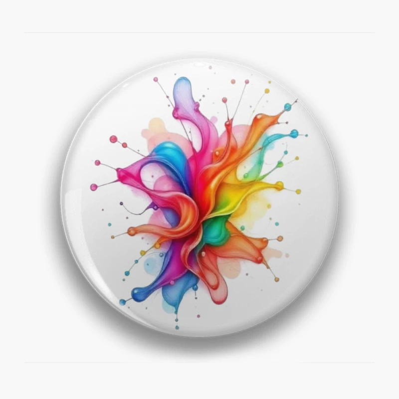 Vibrant Rainbow Watercolor Splash Abstract Art Pin