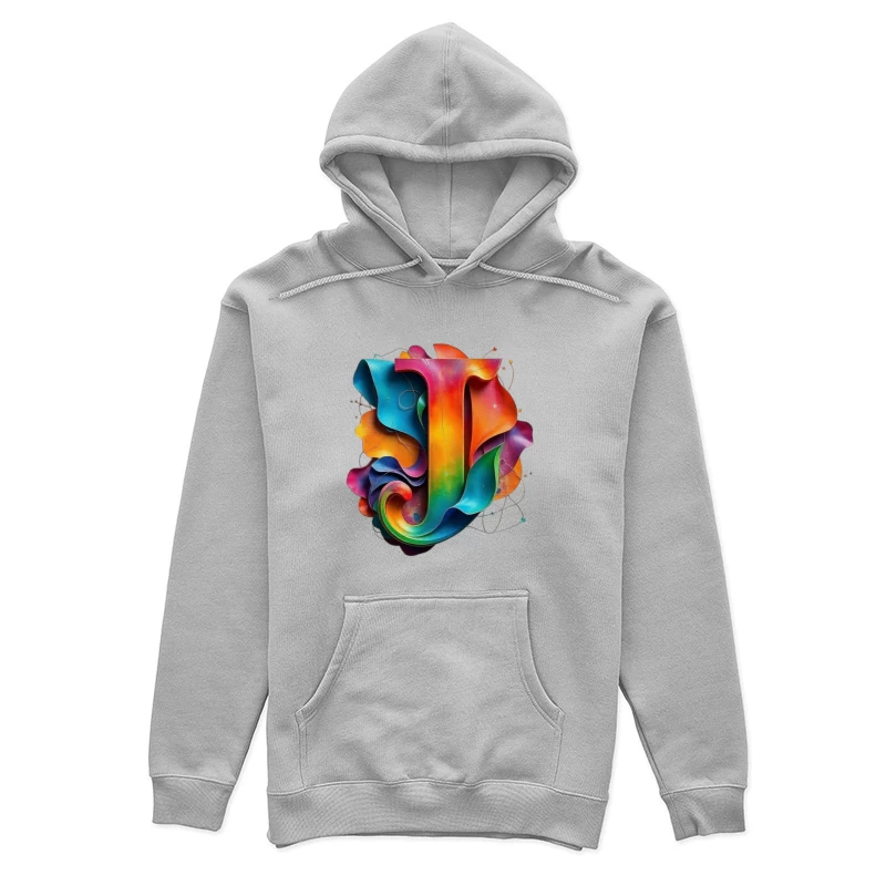 3D Colorful Abstract Typography Letter J Design Female Pullover Hoodie