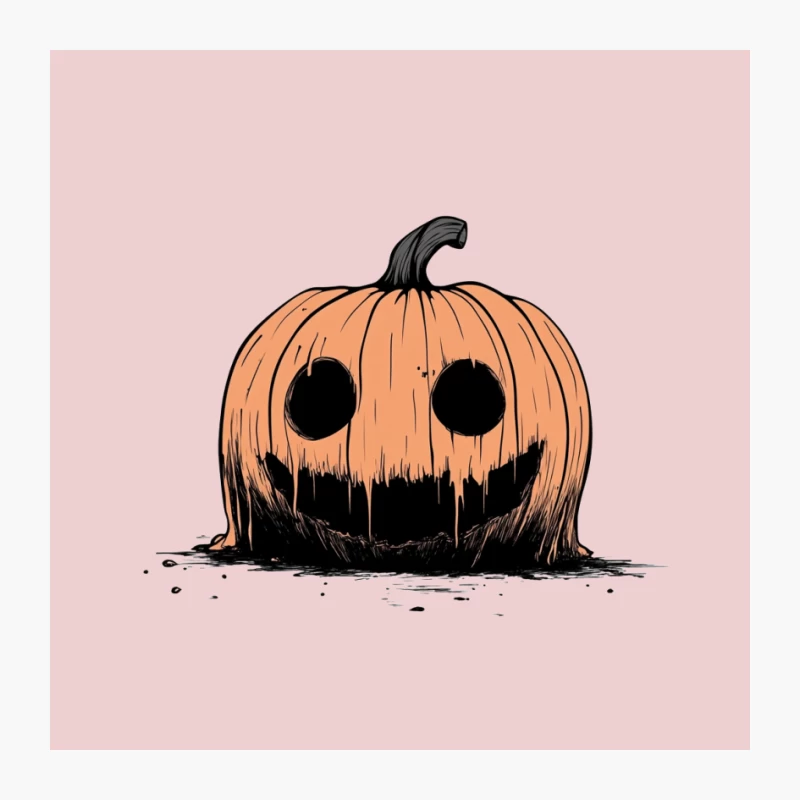 Spooky Carved Halloween Pumpkin Illustration Pin