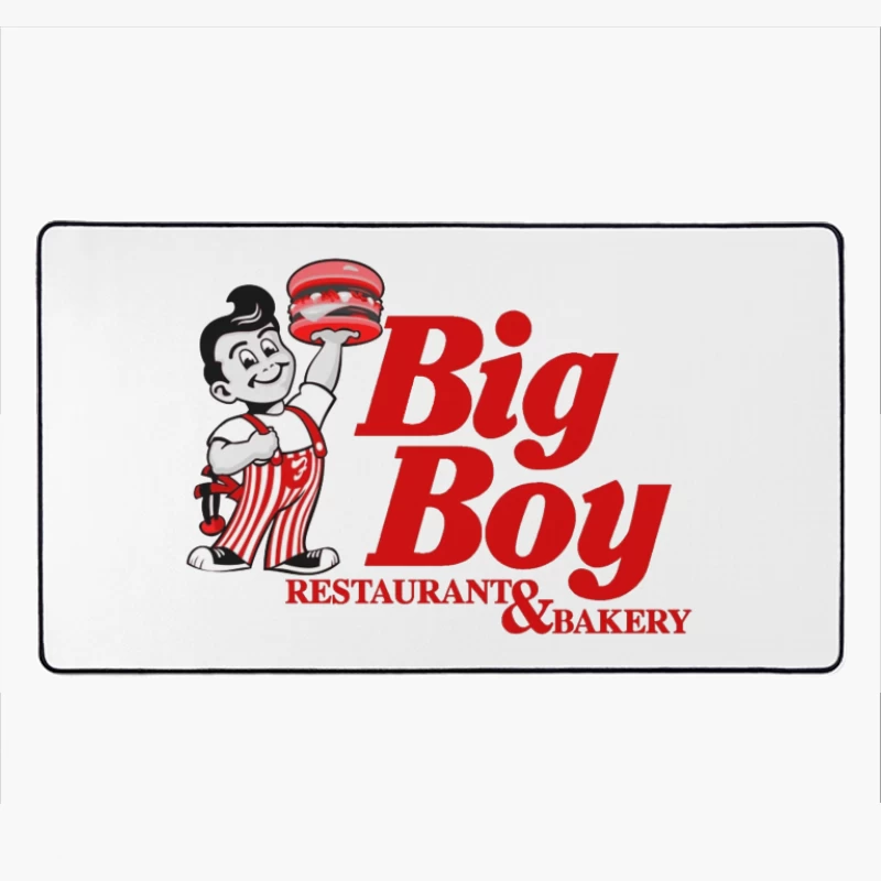 Vintage Big Boy Restaurant and Bakery Logo with Cartoon Mascot Desk Mat