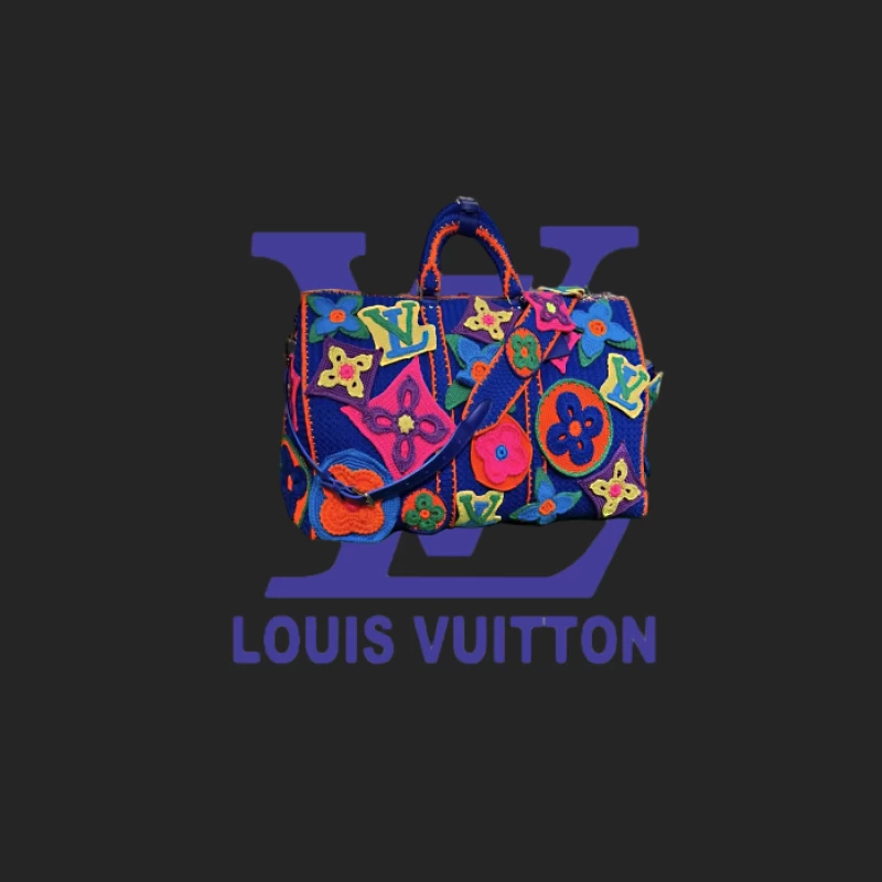 Bunter Louis Vuitton Tasche mit Blumenmuster Damen Pullover Sweatshirt