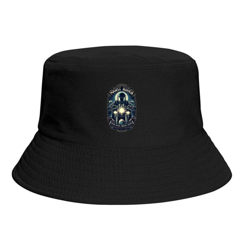 Vintage Night Rider Motorcycle Badge Design Bucket Hat