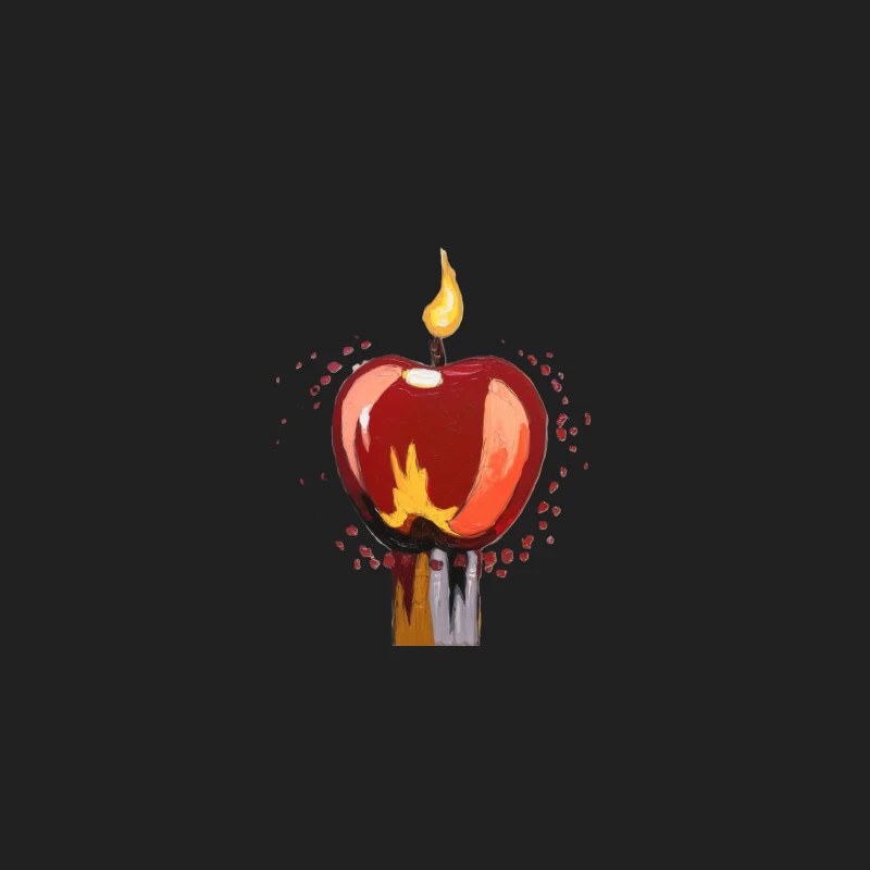 Surrealist Painting of a Candlelit Apple Bucket Hat