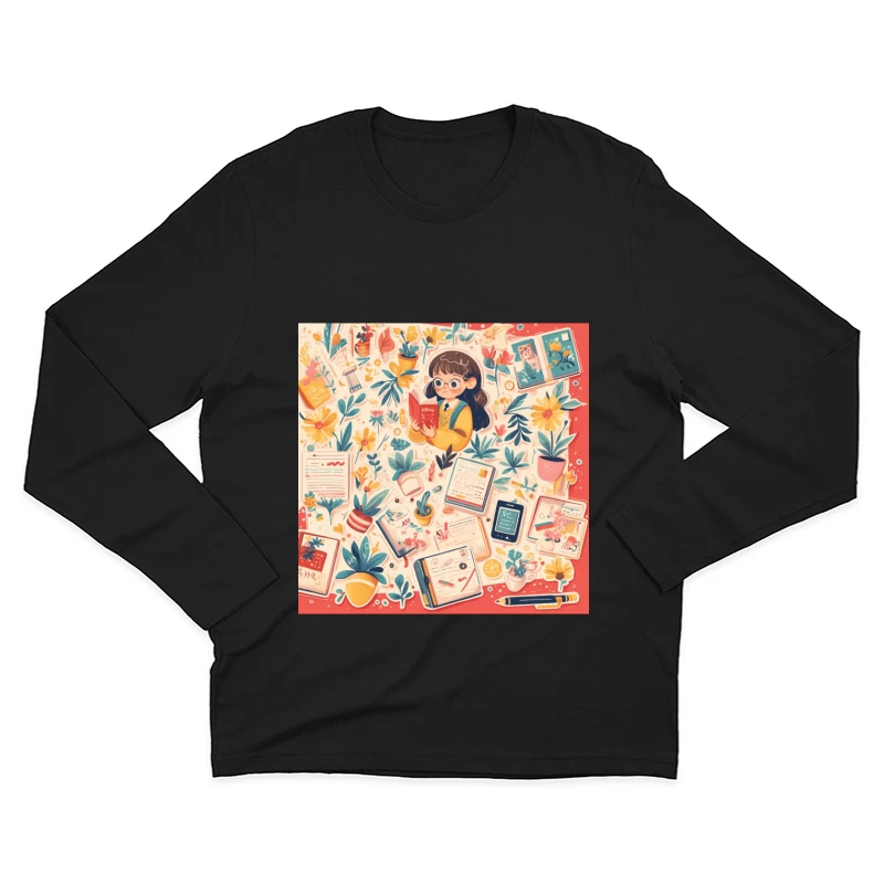 Cozy Reading Corner: A Whimsical Study Illustration Male Long Sleeve T-Shirt