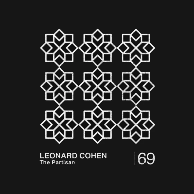 Leonard Cohen's "The Partisan" Minimalist Album Cover with Geometric Star Pattern Male Long Sleeve T-Shirt