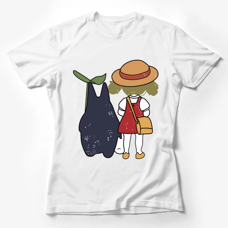 Mädchen mit Hut und Fantasiewesen Damen T-Shirt