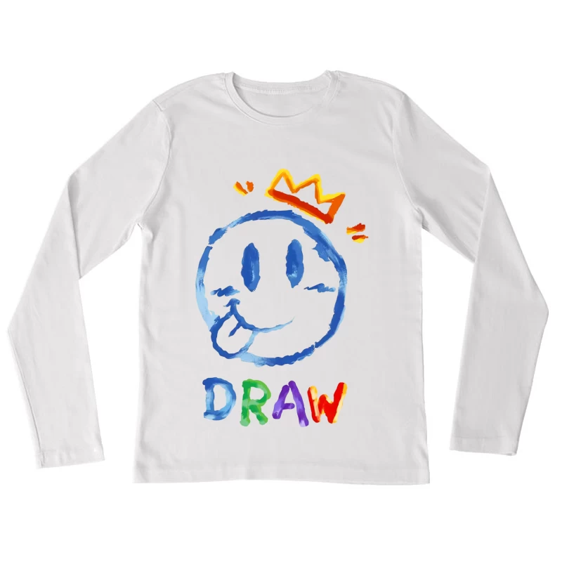 Lächelndes Gesicht mit Krone Damen Langarm T-Shirt
