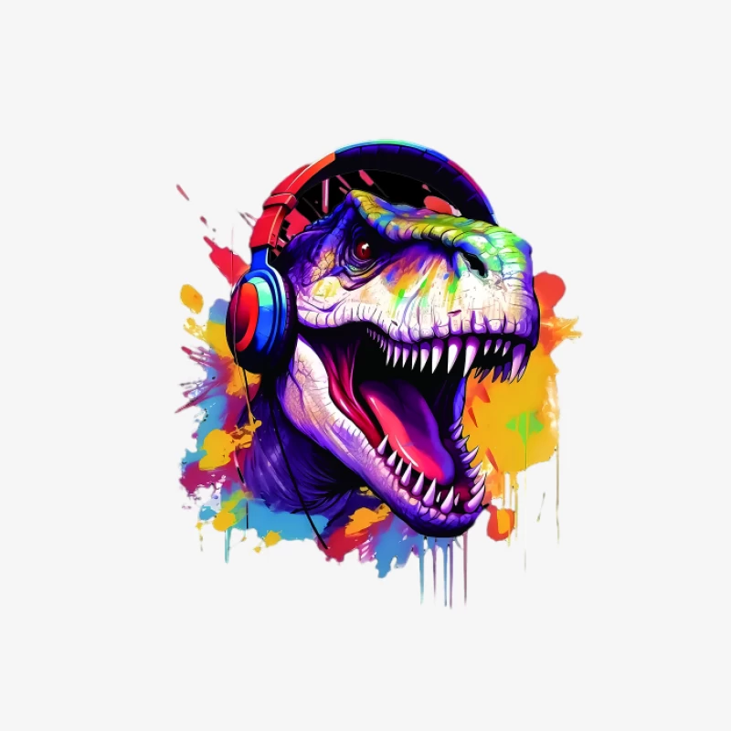 Dinosaurier mit Kopfhörern in bunten Farben Herren Pullover Sweatshirt