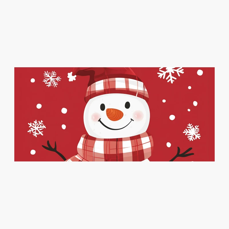 Cheerful Snowman on Red Christmas Background Coffee Mug
