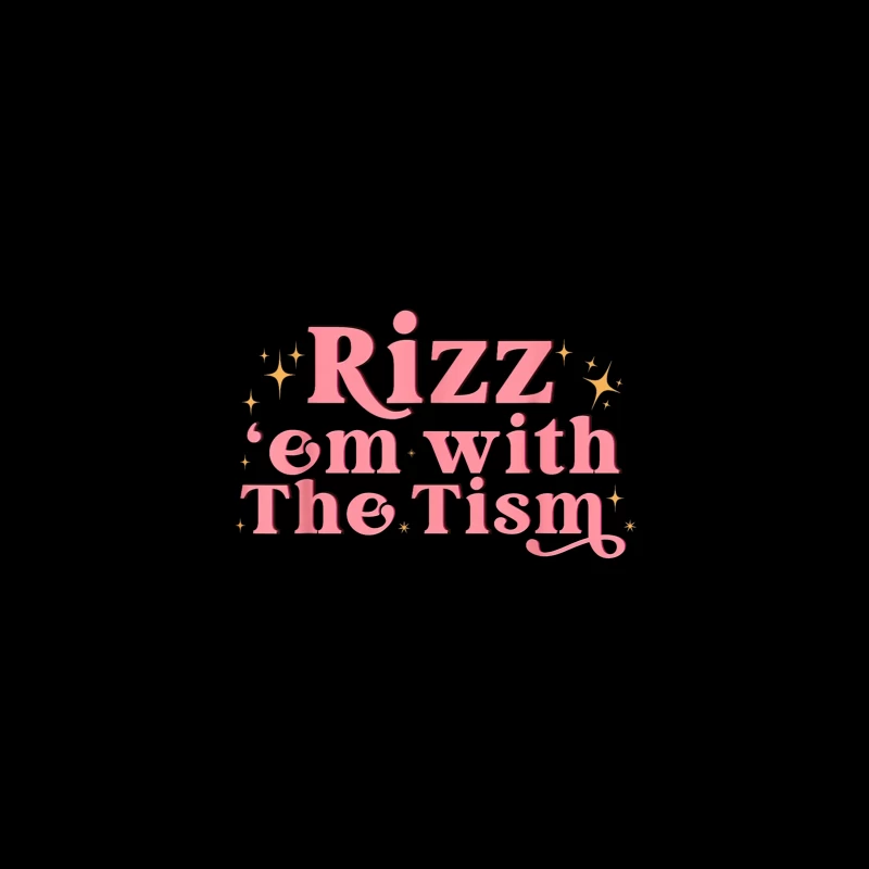 Retro Pink Typography: "Rizz em with The Tism" with Sparkles Coffee Mug