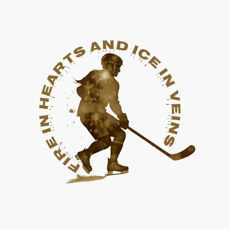 Fire in Hearts and Ice in Veins - Vintage Hockey Player Silhouette Cotton Tote Bag