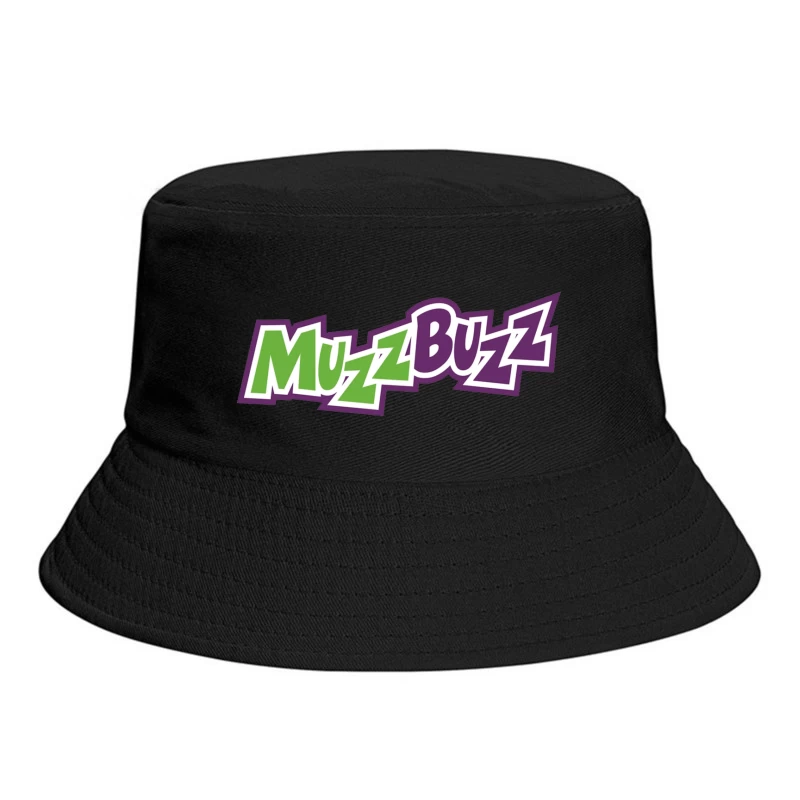 Muzz Buzz Beverage Brand Logo in Green and Purple Bucket Hat