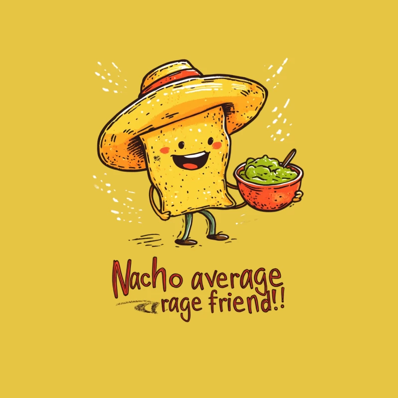 Cheerful Nacho Character with Guacamole and Pun Female T-Shirt