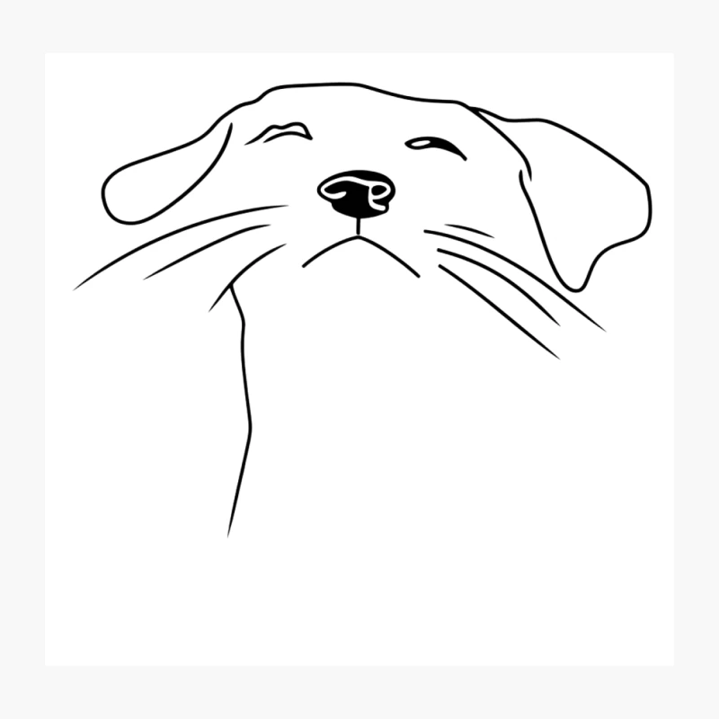 Minimalist Line Drawing of a Dog's Face Throw Pillow