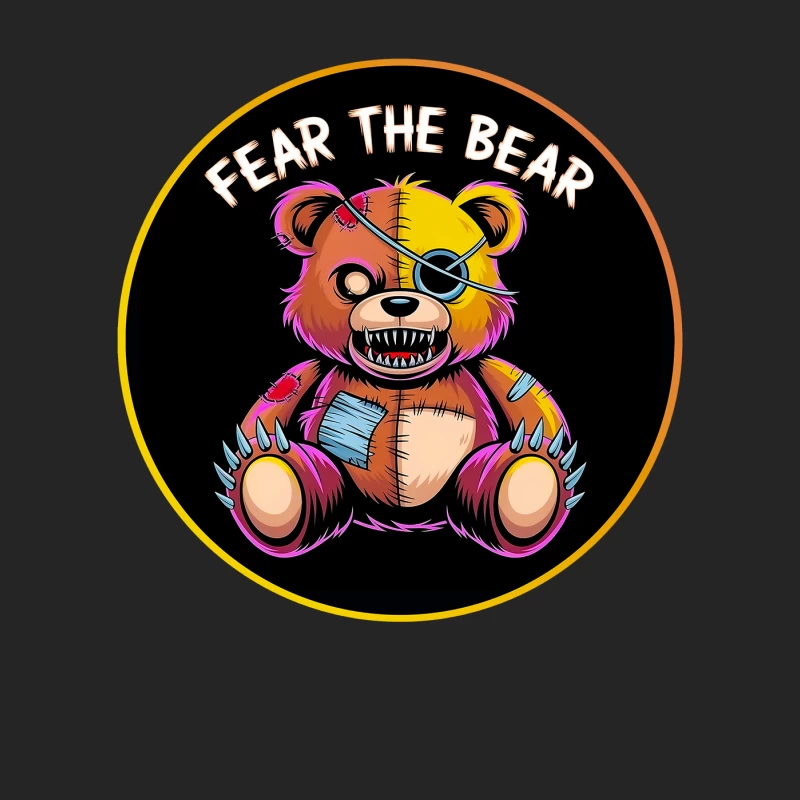 Scary Stitched Teddy Bear  "Fear The Bear" Female Pullover Sweatshirt