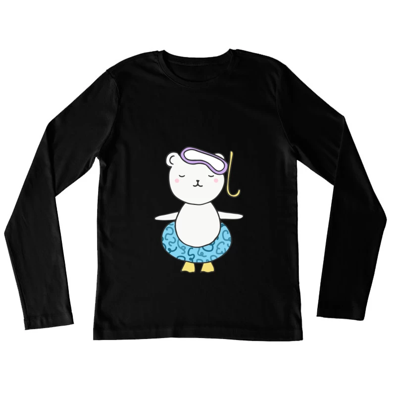 Ours en Hula Hoop avec Masque de Sommeil Femme Manches Longues T-Shirt