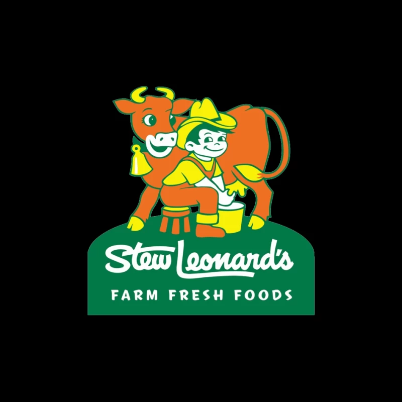 Stew Leonard's Vintage Farm Fresh Foods Logo with Cartoon Cow Pin